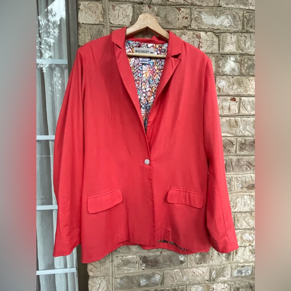 Kardashian Kollection Boyfriend Jacket 20W Orange Desert Lined